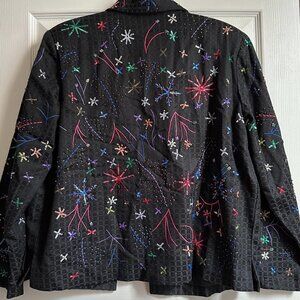 Draper's and Damon's Black Beaded Sequined Jacket FIREWORKS Women's Petite Large